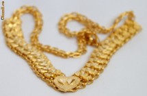 Colier placat aur deosebit lucrat manual 14KT stantat foto