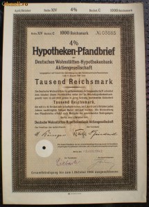 19. GERMANIA ACT IPOTECAR 1000 REICHSMARK 1.10.1941 BERLIN foto