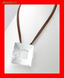 Lant Pandantiv Argint Sterling - Snur Piele Intoarsa Maro LAG-010 foto