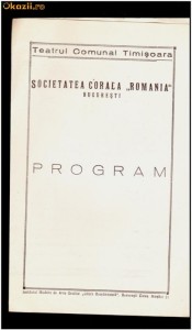 PROGRAMUL Concertului Societatii Corale Romania din Bucuresti - 1935 foto