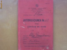 Carnet-Autorizatie pentru caraus de sare 1933 foto