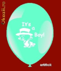 Set de 50 Baloane botez latex 30cm imprimate inscriptionate It's a boy ALBASTRU foto