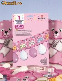 Decoratiune botez fetite Teddy Bear PINK 2,30m foto