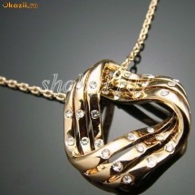 OKAZIE !!! - Superb colier 18 k Gold plated cu cristale Swarovski foto