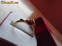 Inel Dama - Piatra Jasp Rosu - 3 poze reale- PLACAT in strat subtire cu AUR galben de 14 k. (pt a nu se deteriora) -Pret Final Mokazie- User Serios! foto