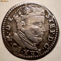 C.015 POLONIA LITUANIA STEPHAN BATHORY TRIPLUGROS 1585 ARGINT 2,23g foto