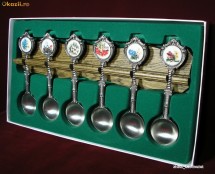SUPERB SET DE 6 LINGURI CU PORTELAN PICTAT - GERMANIA foto