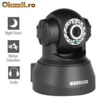 CAMERA IP de SUPRAVEGHERE pe internet motorizata pan tilt cu detectia miscarii led ir noaptea spion speaker microfon incorporat foto