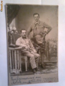 Fotografie a doi ofiteri, 10 iule 1916,  Dimensiuni 16 x 10 cm foto