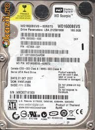 1066 vand hdd laptop WD1600BEVS-60RST0 - WD Scorpio 160GB 2.5 5400 SATA HDD foto