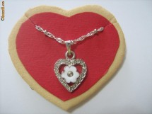 LANTIC CU PANDANTIV INIMIOARA 18K White Gold Filled -UN FRUMOS CADOU foto