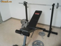 Set fitness culturism Weider Banca Discuri Greutati Haltere foto
