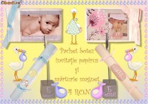 Invitatie si magnet botez foto