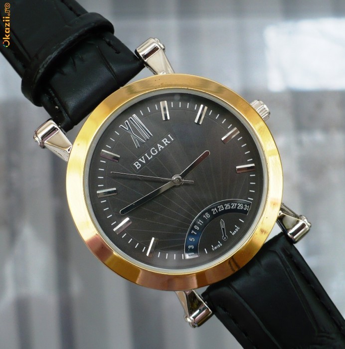 Ceas barbatesc BVLGARI, bratara neagra - MODEL CASUAL foto mare