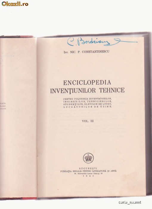 ENCICLOPEDIA INVENTIUNILOR TEHNICE VOL III-NIC.P.CONSTANTINESCU foto mare