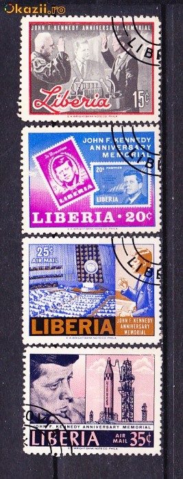 Timbre Liberia 1966 Memorialul Kennedy foto mare