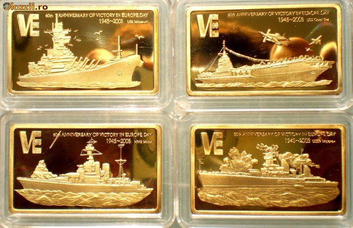 A.283 MALAWI 5 KWACHA 2005 SET 4 PIESE NAVE RAZBOI PROOF foto mare