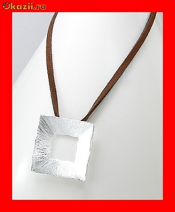 Lant Pandantiv Argint Sterling - Snur Piele Intoarsa Maro LAG-010 foto mare