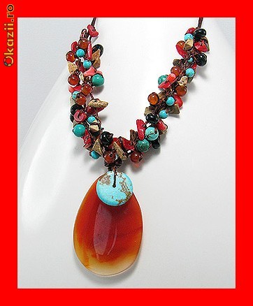 Lant Fantezie Extravagant Carnelian-Turcoaz-Coral-Jasp LFAN-025 foto mare