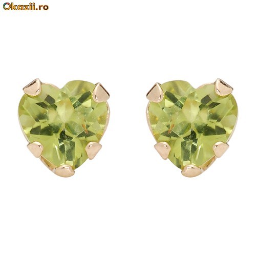Cercei din aur cu pietre naturale, peridot, 0,50 ct foto mare