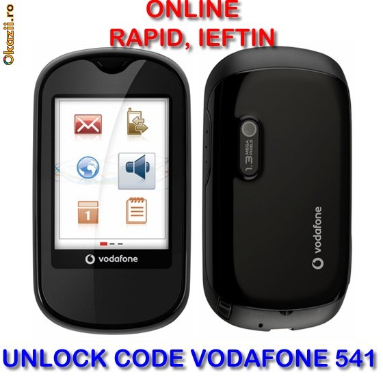DECODARE VODAFONE 541 ONLINE, PE IMEI *** RAPID SI IEFTIN *** Trimit codul pe mail, Y, Skype etc. *** PRET PROMOTIONAL *** foto mare