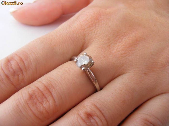 Inel aur 14K, 2.3g, model solitaire cu 1 BRILIANT cognac de 1.04 carate !! foto mare