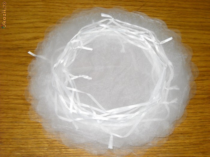 Cerc/ cercuri sac/ saculet cu snur organza/ tul/ tull/ tiul/ alb/ albe  marturie nunta/ botez foto mare