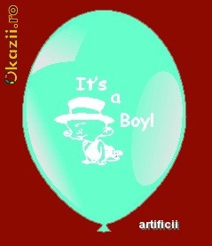 Set de 50 Baloane botez latex 30cm imprimate inscriptionate It's a boy ALBASTRU foto mare