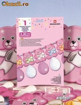Decoratiune botez fetite Teddy Bear PINK 2,30m foto mare