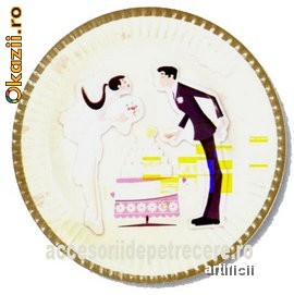 10 Farfurii carton 23cm WEDDING foto mare