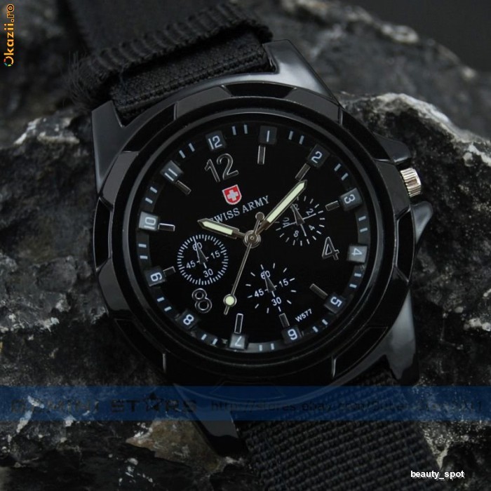 Ceas sport militar negru Swiss Army foto mare