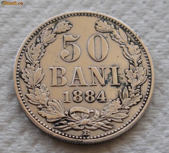 50 bani 1884 - stare impecabila - aUNC/UNC - detalii superbe - adevarata piesa de colectie - foarte rar in aceasta stare foto mare