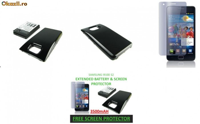 Baterie extinsa / Acumulator extins SAMSUNG GALAXY S2 S 2 I9100 3500 mAh + Capac spate + BONUS Folie pentru protectie ecranului - TRANSPORT GRATUIT foto mare
