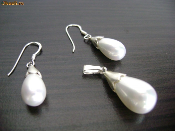 SET ARGINT MODEL LACRIMA SIDEF ALB foto mare