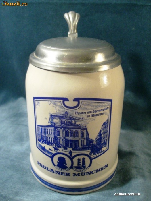 Halba de colectie ceramica PAULANER - MUNCHEN foto mare