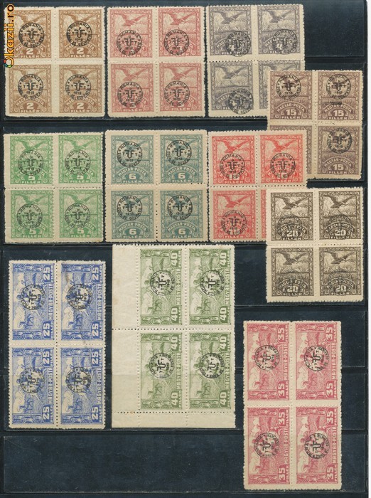 RFL 1919-20 Romania ocupatia in Ungaria seria Debretin II 30 blocuri de 4 diferite nestampilate foto mare