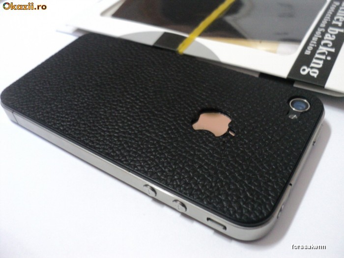 Spate din piele iPhone 4 / 4S piele ecologica Sticker 3M MONTAJ GRATUIT foto mare