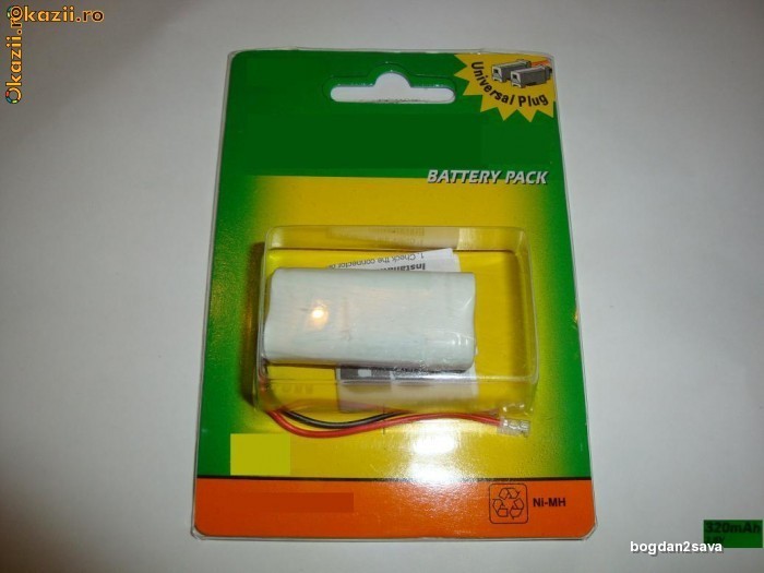 Acumulator telefon cordless(fara fir) 2,4V / 600mA cu mufa universala foto mare