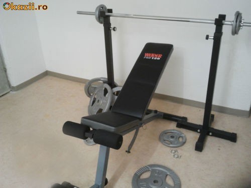 Set fitness culturism Weider Banca Discuri Greutati Haltere foto mare