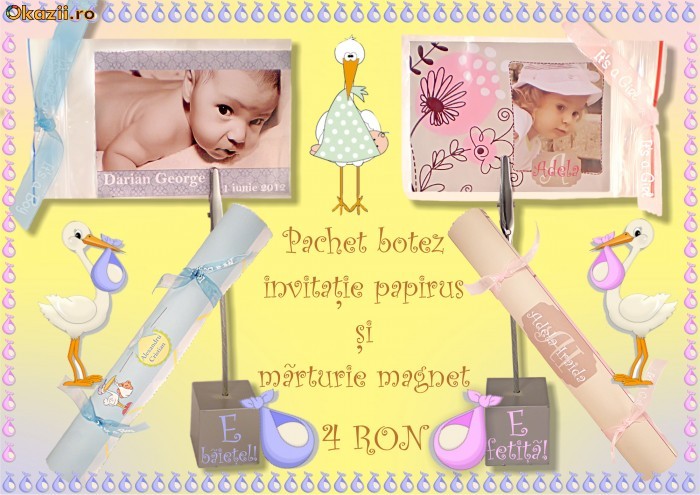 Invitatie si magnet botez foto mare