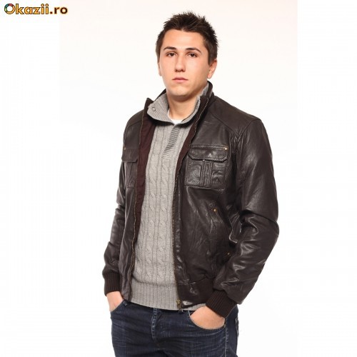Geaca de piele Selected Pete - Barbati [Cod: GBS002] foto mare