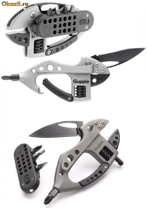 cutit briceag unealta multifunctionala patent CRKT Guppie multitool nou sigilat certificat garantie. made in USA foto mare