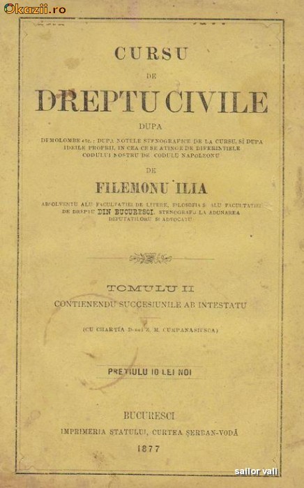 Curs de DREPT CIVIL, 1877 foto mare